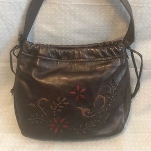 Malatesta Gorgeous Embroidered Leather Drawstring Bag